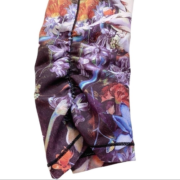 CALIA Floral Print Tight Fit Cropped Workout Tights Leggings Purple XS - Picture 5 of 10